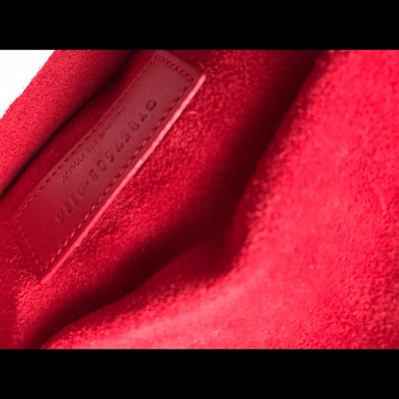 YSL-Red Tricolor Emmanuelle Fringe Bucket Bag - Picture 8 of 8